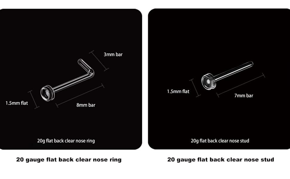 PiercingArt 36Pcs 20g Small Clear Nose Studs Rings