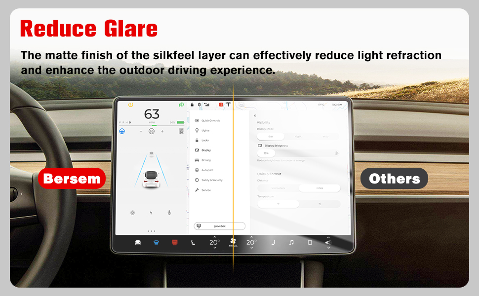 BERSEM Silkfeel Matte Glass Screen Protector Compatible with Tesla