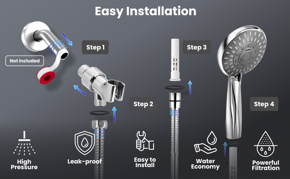 Easy Installation shower head with hose shower water filter regaderas modernas para ducha