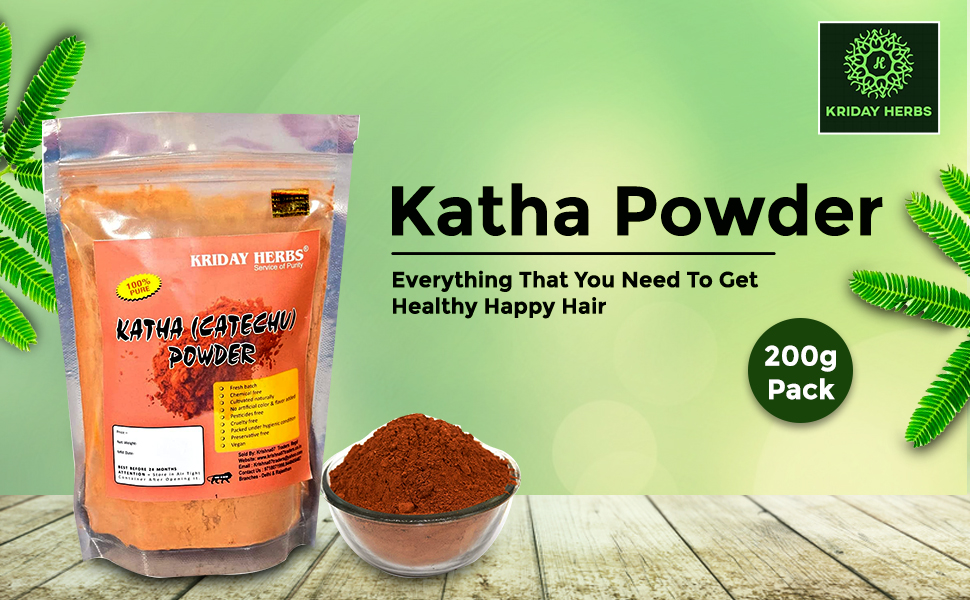 KRIDAY HERBS Pure and 100 Natural Katha Powder for Pan, Acacia Catechu