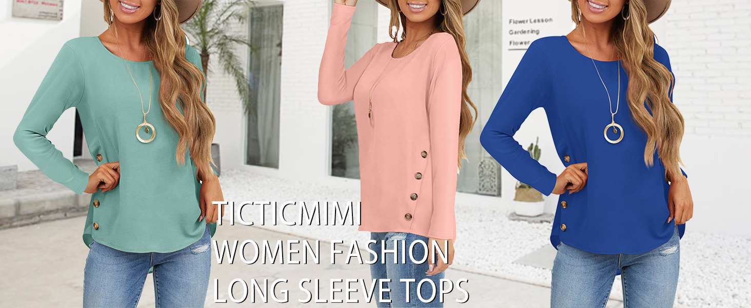 Womens Fall Tops 3/4 Sleeve Long Sleeve Shirts