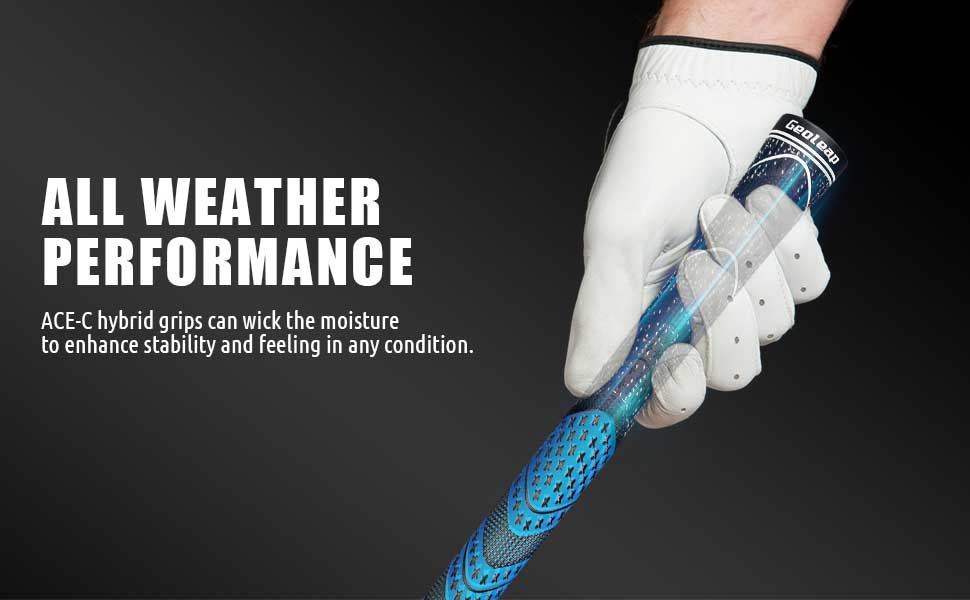 Geoleap ACEC Golf Grips Set of 13 Cord Rubber, Hybrid Golf Club Grips