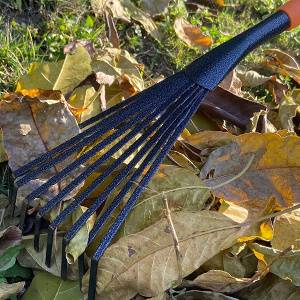16 Inch 9 Root Steel Hand Fan Leaf Rake with Ergonomic Comfort Grip