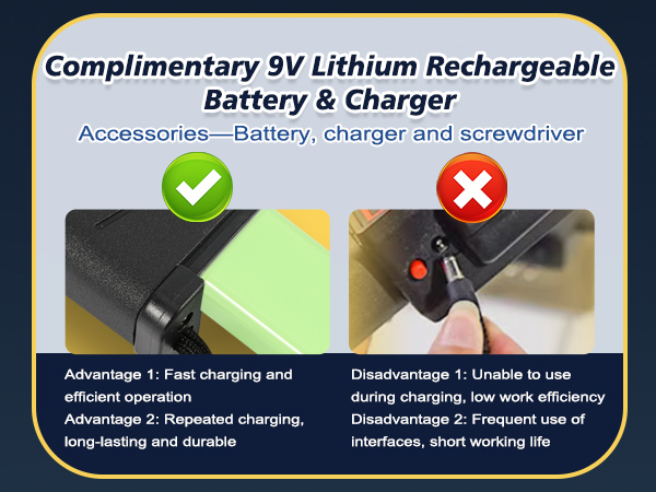 Complimentary 9V Lithium Rechargeable Battery