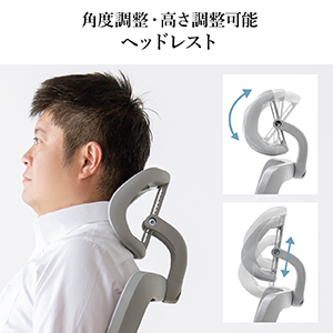 角度の高さ調整可能ヘッドレスト