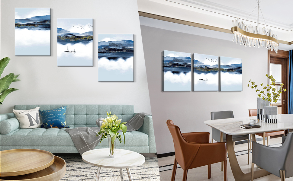 4 Pieces Wall Art Canvas Prints Modern Wall Artwork Framed for Bathroom Office Decor - 30 x 30 CM