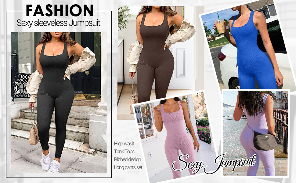 CTU Womens Sexy Bodycon Sleeveless Jumpsuit Tank Tops High