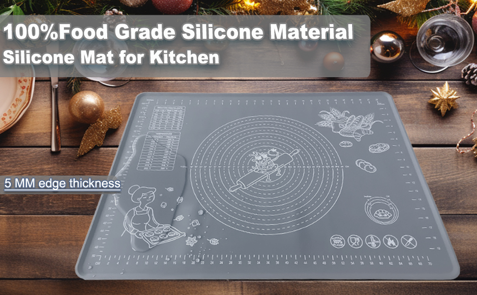 Silicone Pastry Mat Extra Thick Nonstick Baking Mat, 32" x