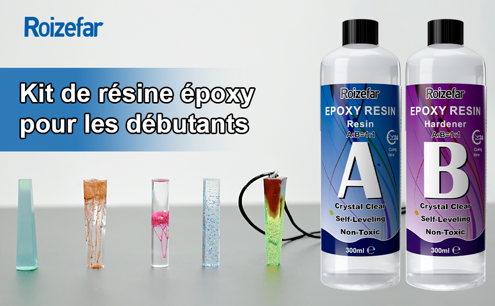 Résine Èpoxy Transparente 240ml, Kit Résine Epoxy Débutant Complet