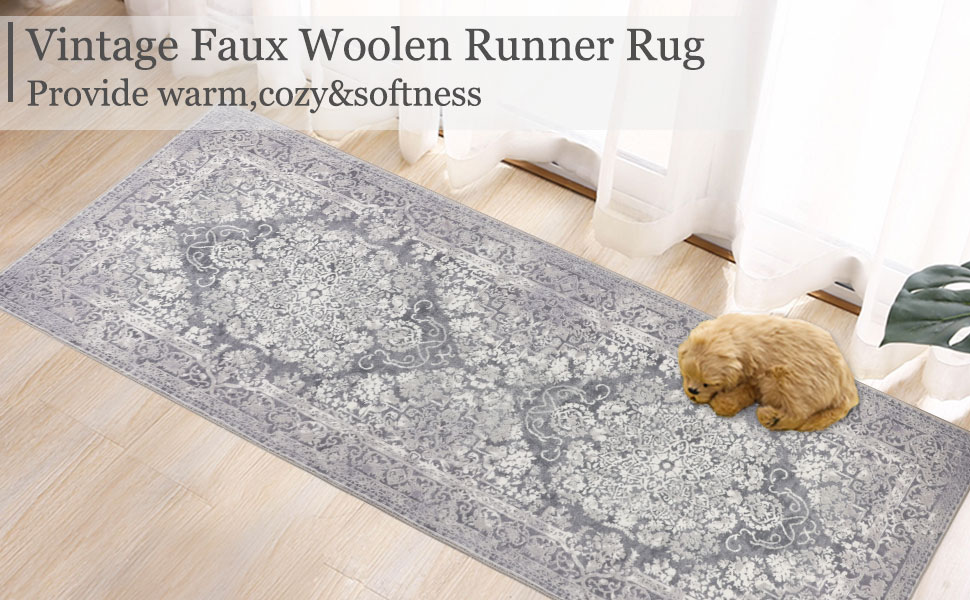 Famibay 2x6 ft Persian Runners Rugs for Hallway Non Slip Washable Kitchen Runner Rug with Rubber