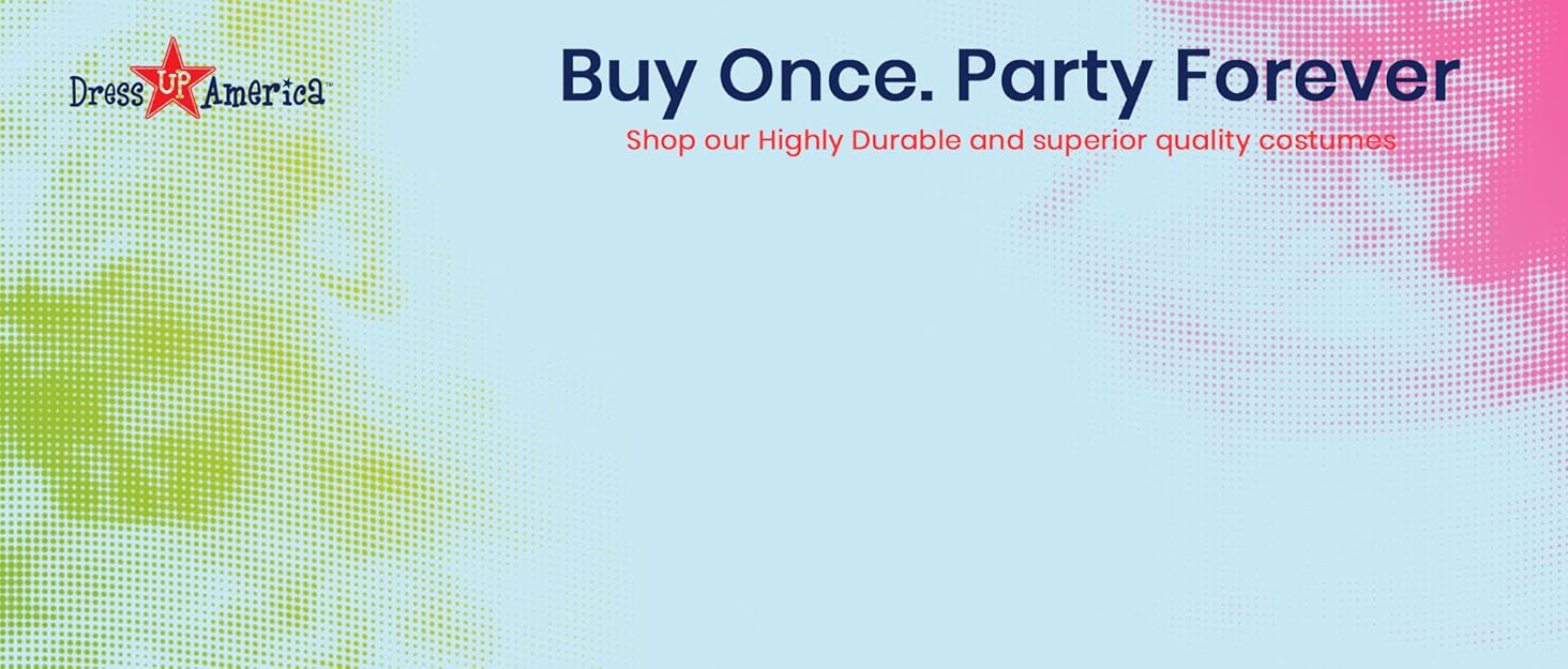 Text reads 'Buy Once, Party Forever' in a banner design with colorful gradient background blending pink, blue and green hues.
