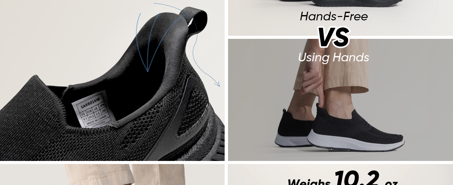 men slip on hands-free slip-ins walking tennis running shoe sneakers non slip resistant athletic