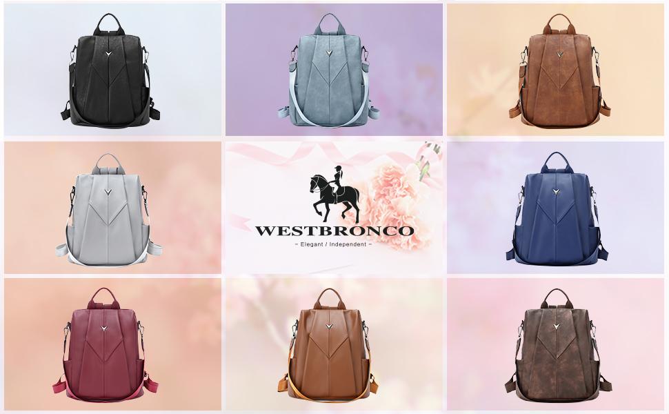 WESTBRONCO Women Backpack Purse PU Leather AntiTheft Fashion Designer