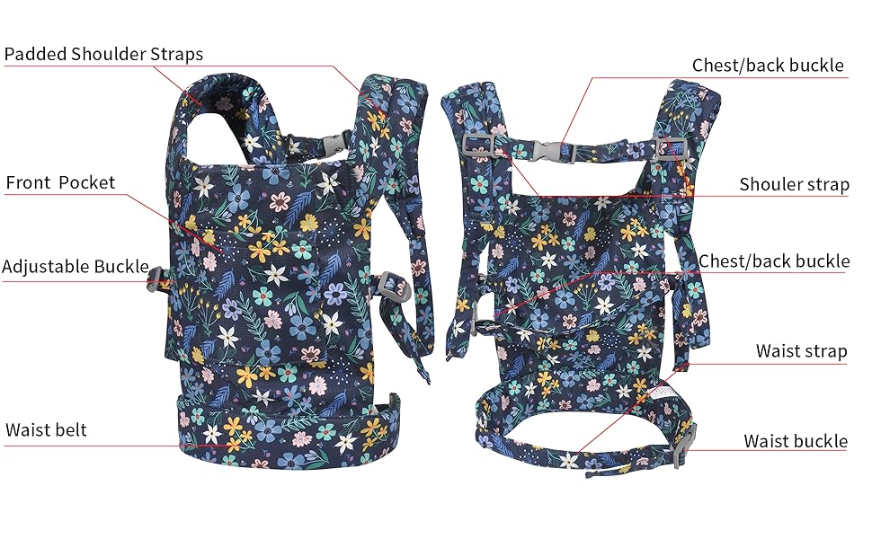 Baby Doll Carrier for Baby Girl Premiums Soft Cotton Straps and Skin-Friendly Webbing Stuffed Animal