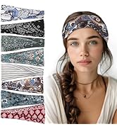 obeoby Headbands for Women, 8 Pack Boho Style Headbands Non Slip Fashion Wide Headband Hair Wrap ...