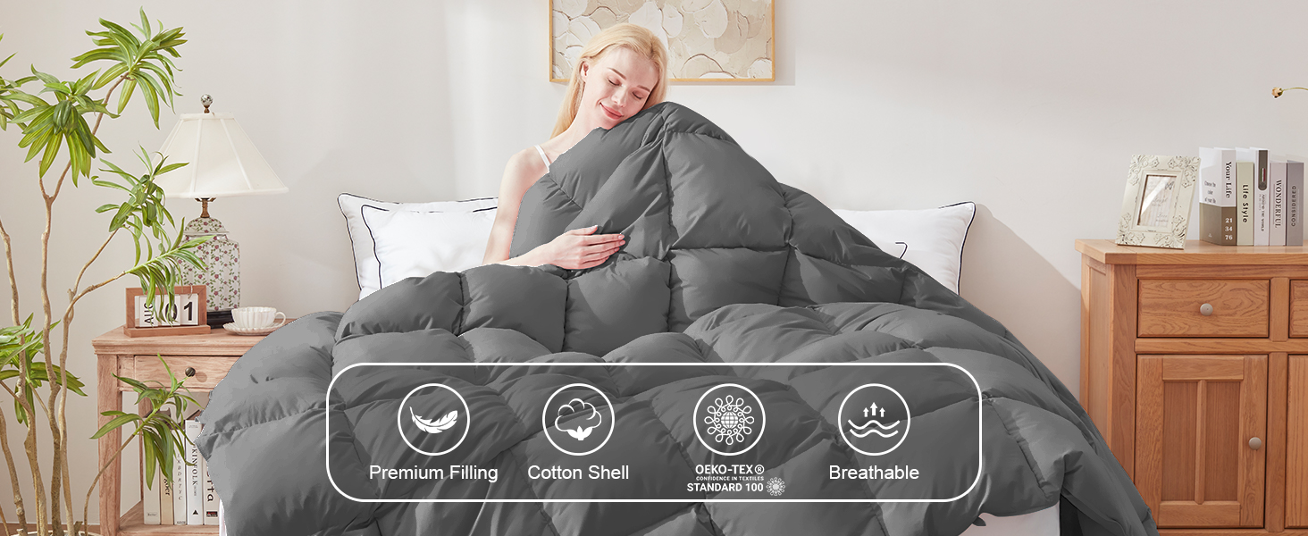 Cosybay King Size Fluffy Grey Down Fiber Comforter with Cotton Cover Fd3d35a1 63cd 4049 Ac86 Ade68a77428a. CR0,0,1464,600 PT0 SX1464 V1