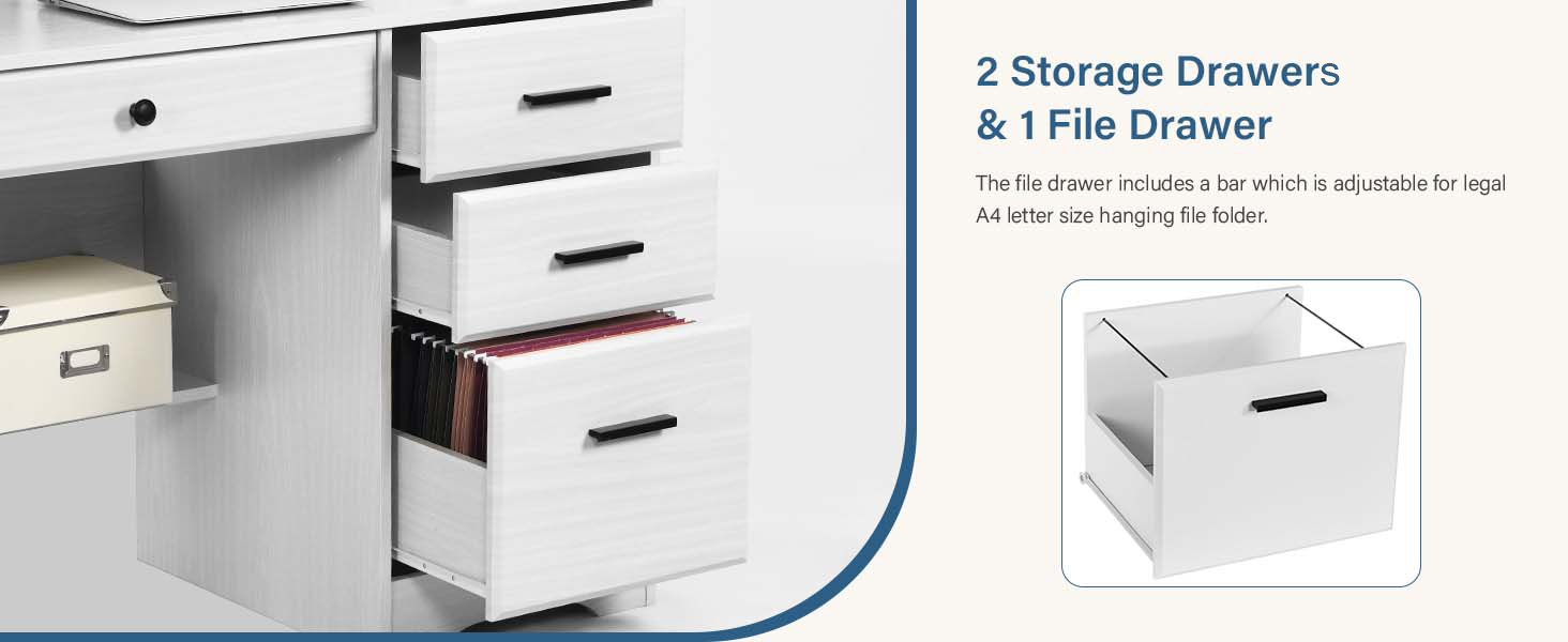 White Desk with Drawers