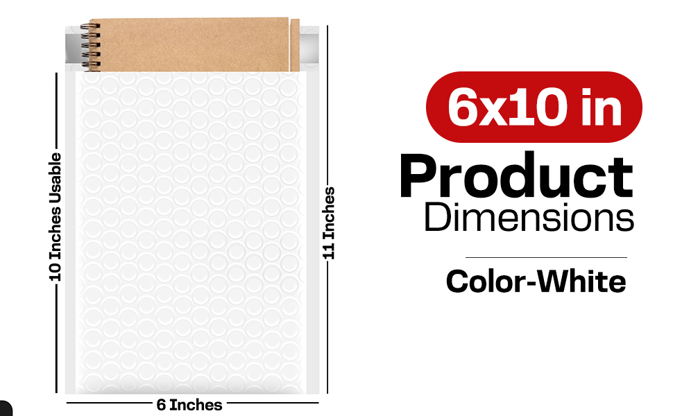 SPACE SEAL White Bubble Mailers 6x10 Inch 25 Pack Water