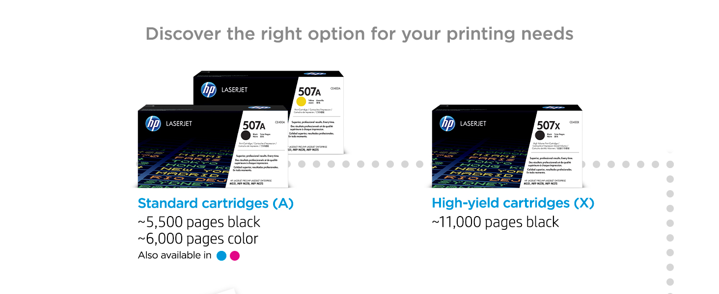 original hp 507 toner standard high-yield cartridges