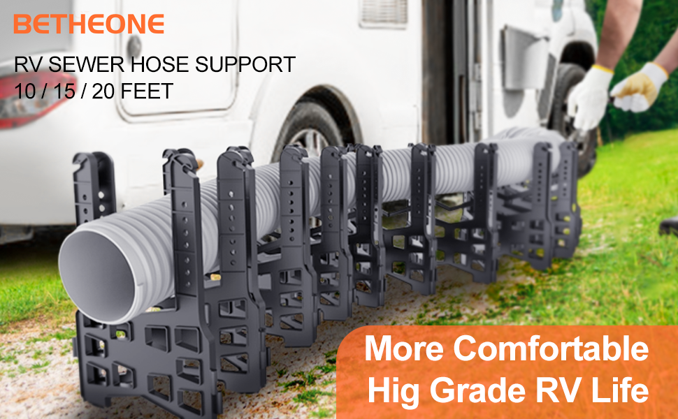 RV Sewer Hose Support 20 Feet, Adjustable Height, Accordion