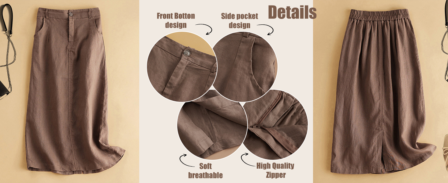 Casual Soft A Line Skirts for Women With Pockets