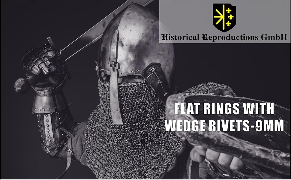 GDFB Get Dressed For Battle Flachringe mit Keilnieten 9 mm ID für Mittelalter Kettenhemden und