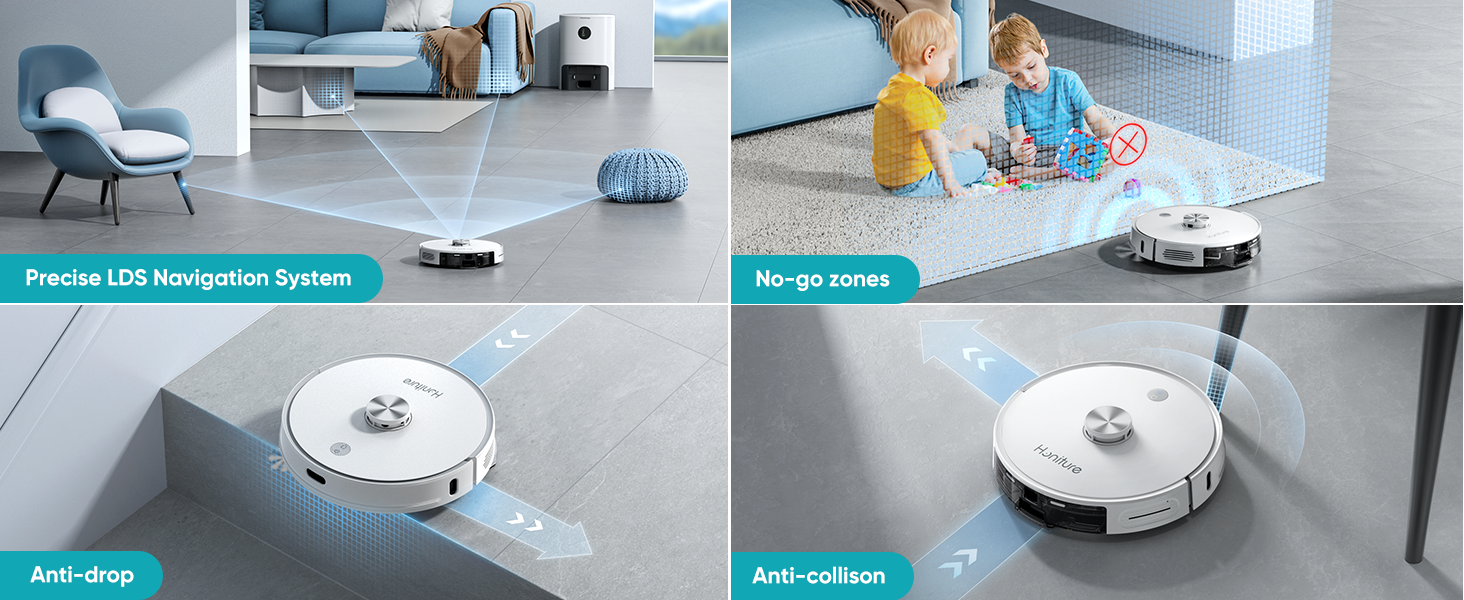 HONITURE Robot Vacuum Cleaner with Mop Self Emptying, 3500pa Q6 Pro Robotic Vacuum with Mapping