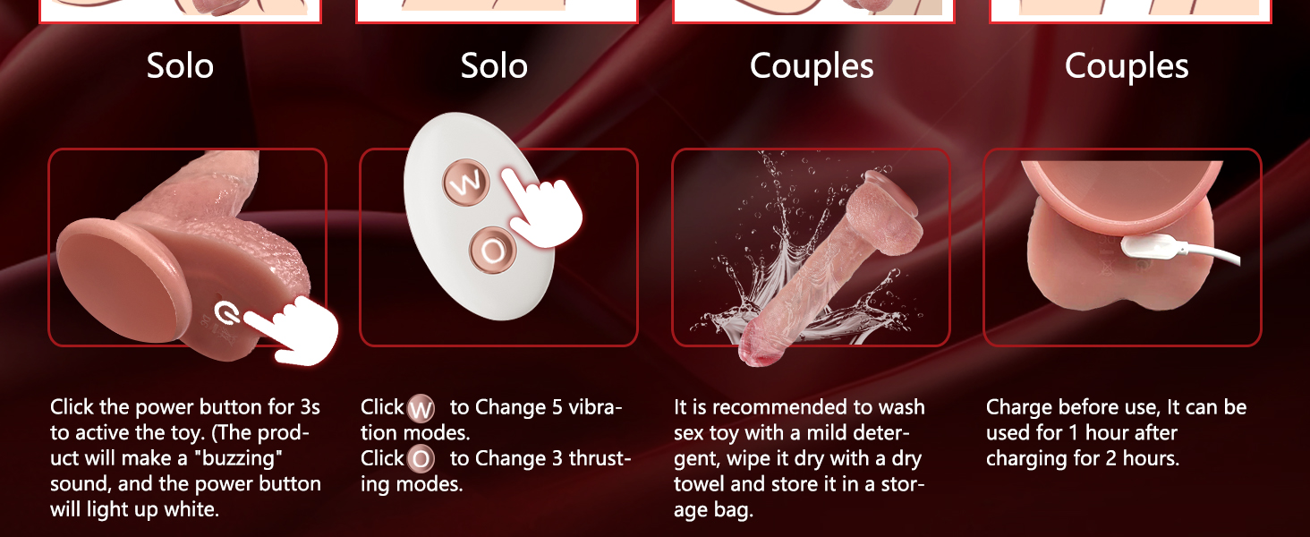 How to use the toy. (Active the power button - Use remote - Clean it - Charge it)