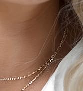 TLY Gold Necklace for Women 14k Gold Plated Non Tarnish Dainty Gemstone Crystal Oval Pendant Neck...