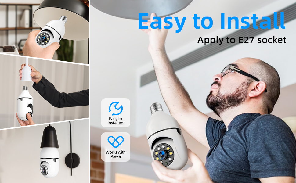 3MP Camera Light Bulb,Security Camera Light Bulb Outdoor