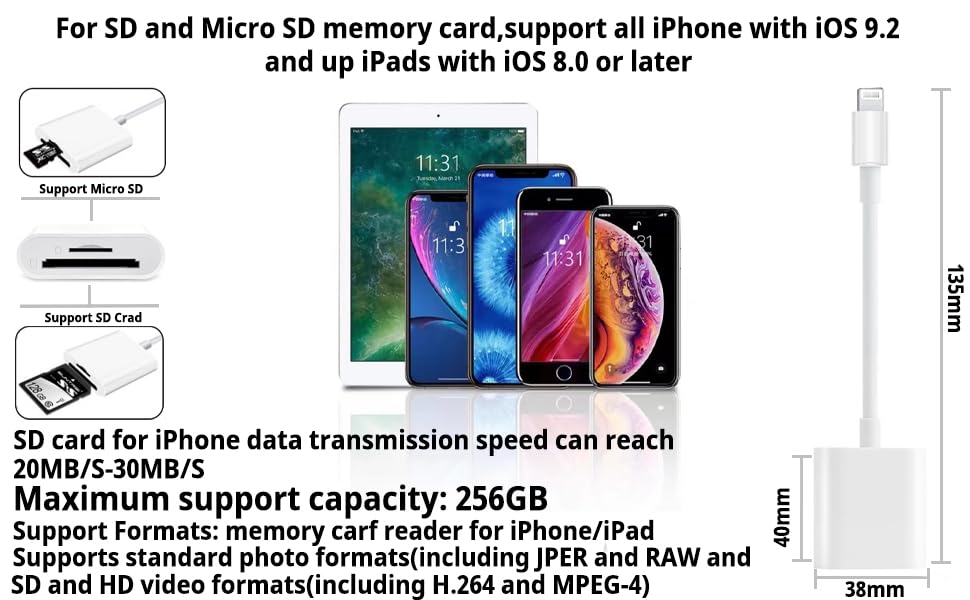 (Apple MFi Certified) Lightning to SD Card Camera Reader
