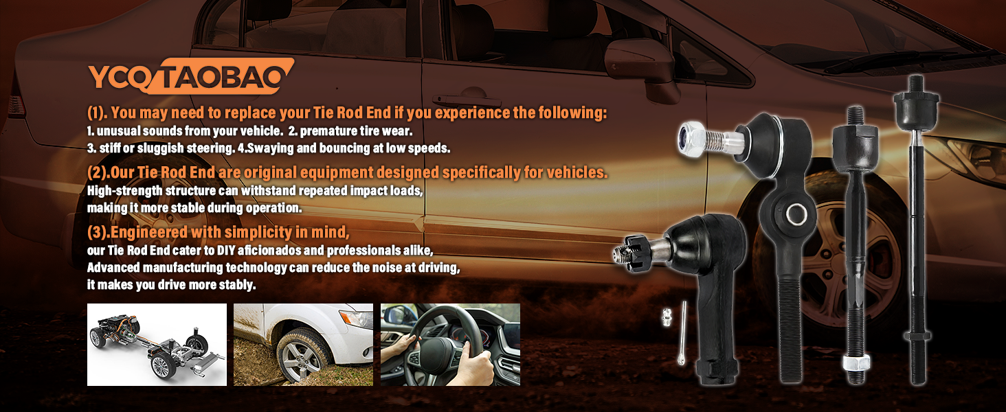 2 Front Tie Rod End Kit,Inner Tie Rod End Compatible with