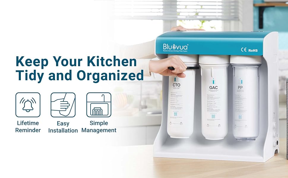 Bluevua Reverse Osmosis System, Undersink Water Filter, 6 Stage