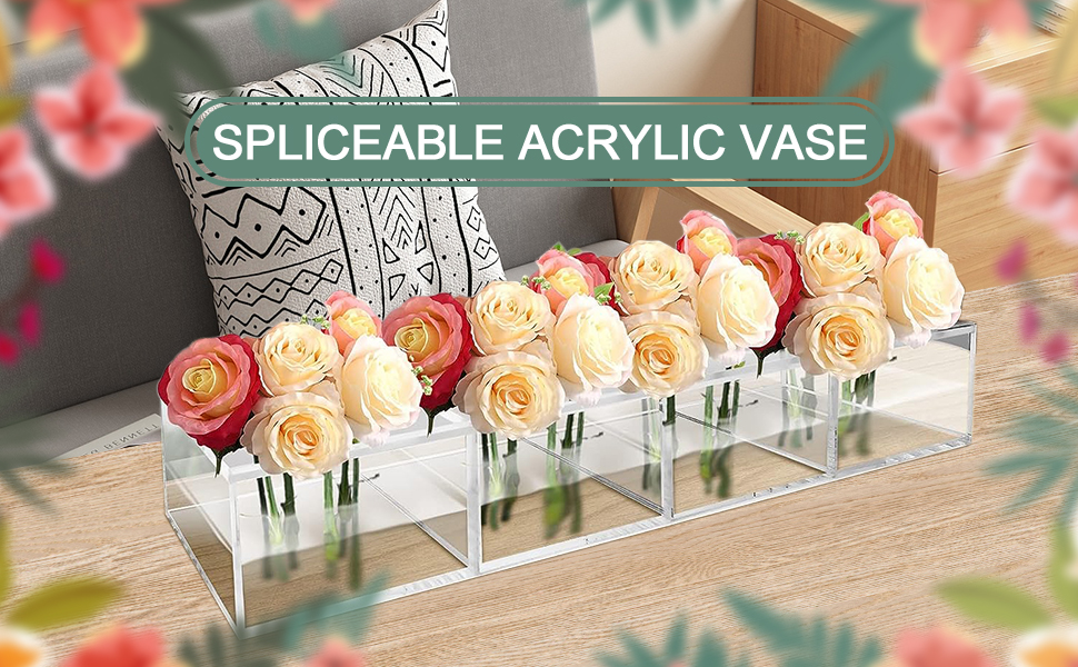 Acrylic Clear Flower Vase for Centerpiece Plastic Square