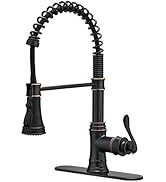 BWE Kitchen Sink Faucet with Deck Plate Single Handle Lever with Pull Down Sprayer Spring 3 Funct...