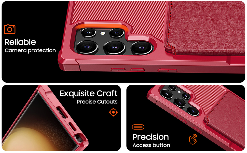 CENMASO Case for Samsung Galaxy S23 Ultra Case, Wallet Shockproof Soft