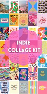 indie collage kit. indie wall collage. indie photo collage. teen girls room decor. cute room decor