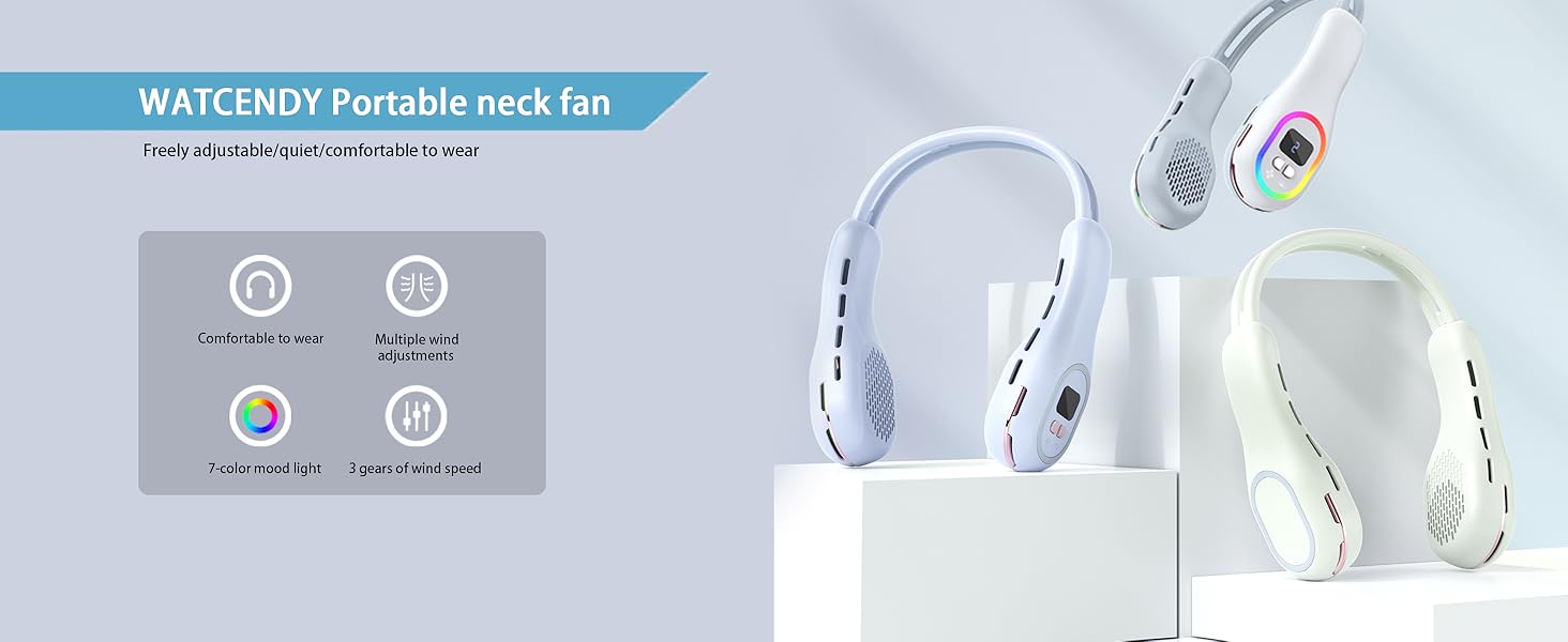 LED Rechargeable Portable Neck Fan
