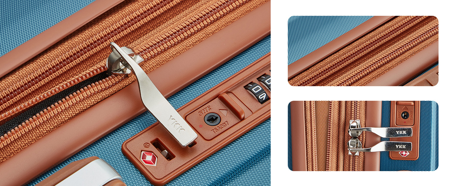 tr007 18 inch plus carry on luggage ykk zippers dark blue brown