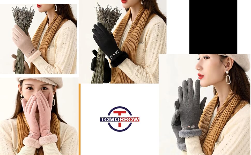 Soft Warm Gloves for Winter Touch Screen Compatible Gloves Furry Winter Gloves for Women