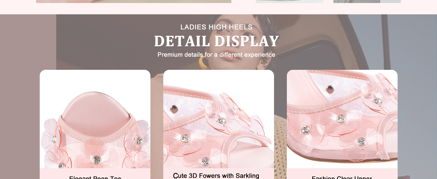 floral heeled sandals for dressy lady