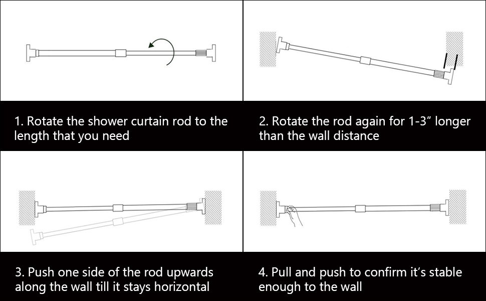Freshtour Shower Curtain Rod, 4572” Adjustable, No Drilling, Never