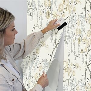 Beige Floral Peel and Stick Wallpaper Floral Contact Paper Vintage Floral Wallpaper Peel and Stick