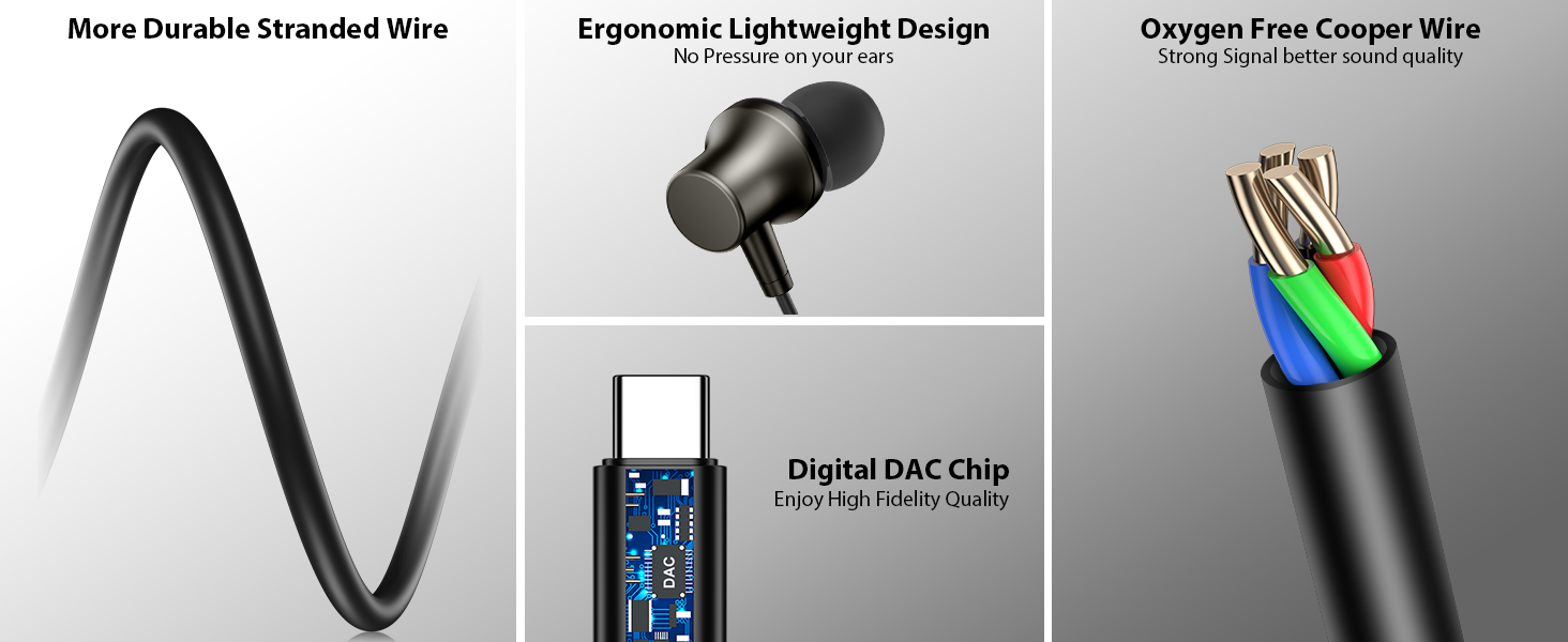 wired usb c earphones