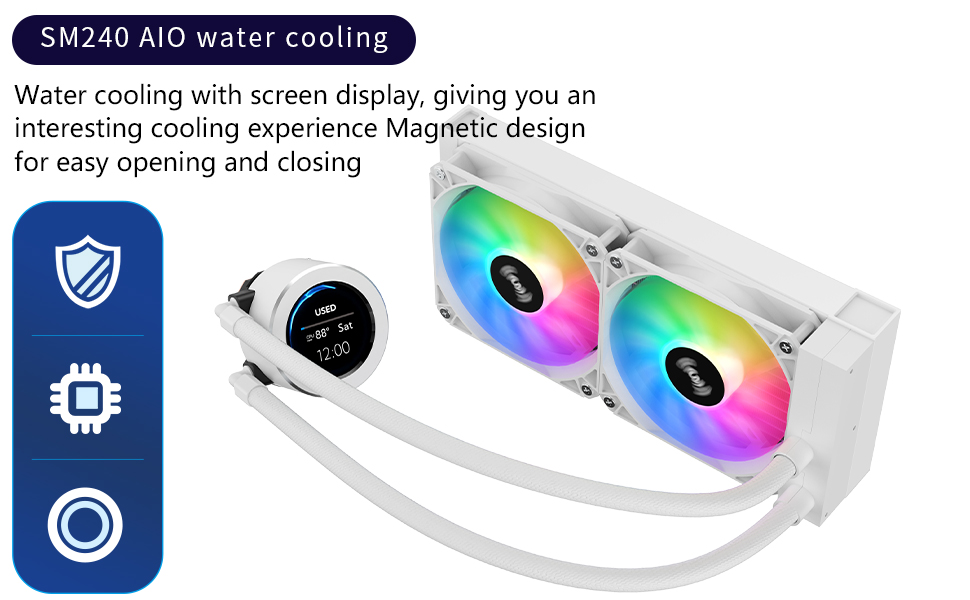 SAMA 240mm CPU Liquid Cooler with LCD Screen Temperature Display and ...