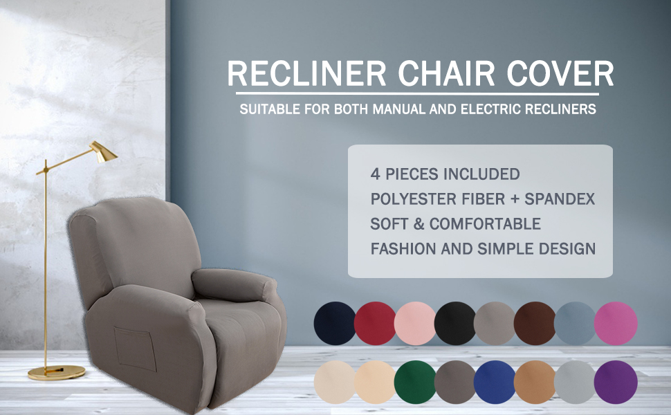 Qelus Stretch Recliner Cover, Reclining Sofa Slipcover 4Pieces
