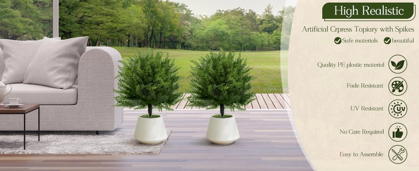 Artificial Set of 2 Cedar Topiary Ball Trees