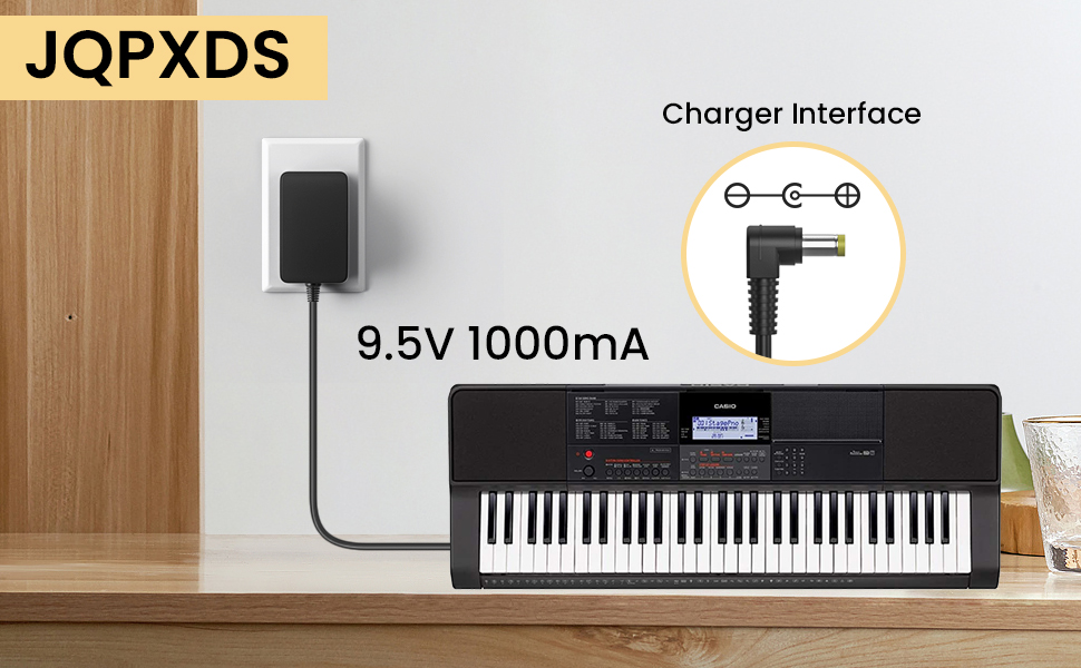 JQPXDS 9.5V Adapter for Casio Piano Keyboard SA76 SA77 SA46