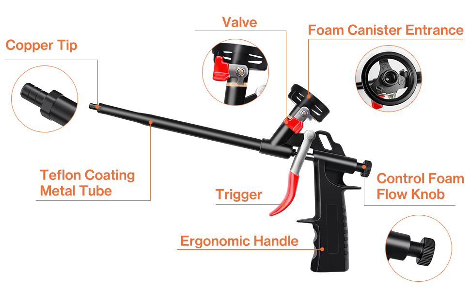 Foam Gun, Lytool PU Expanding Foam Gun Professional Foam Dispensing Guns, Needn't Cleaner Foam