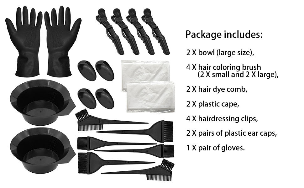 Hair Dye Coloring Kit Package includes